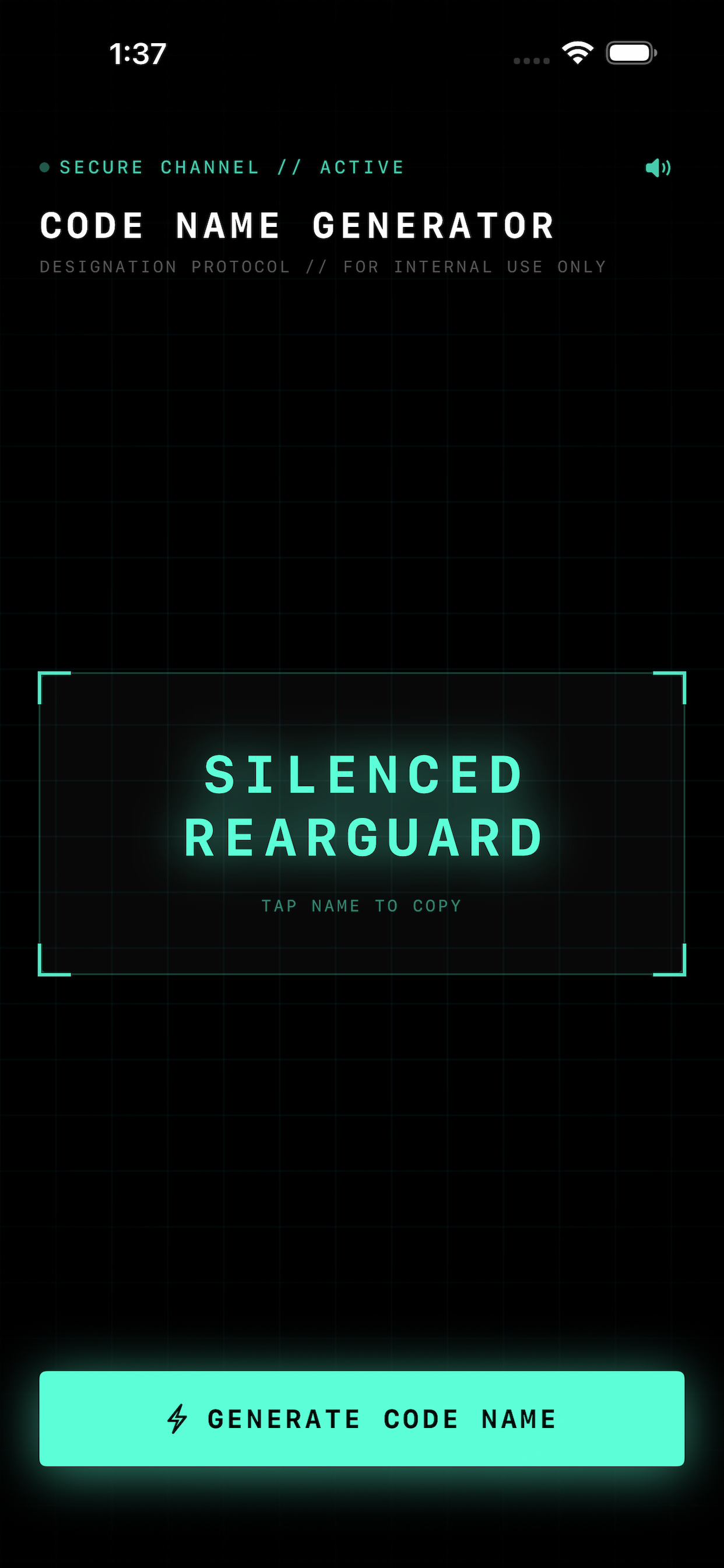 GhostAlias showing the generated code name SILENCED REARGUARD